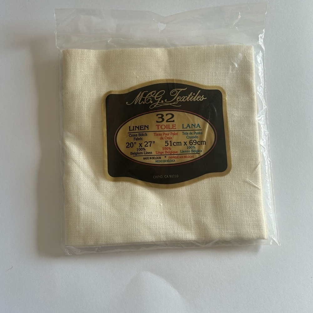 MCG Textiles 32 Count Belgian Linen Cross Stitch Fabric 20x27 New Sealed